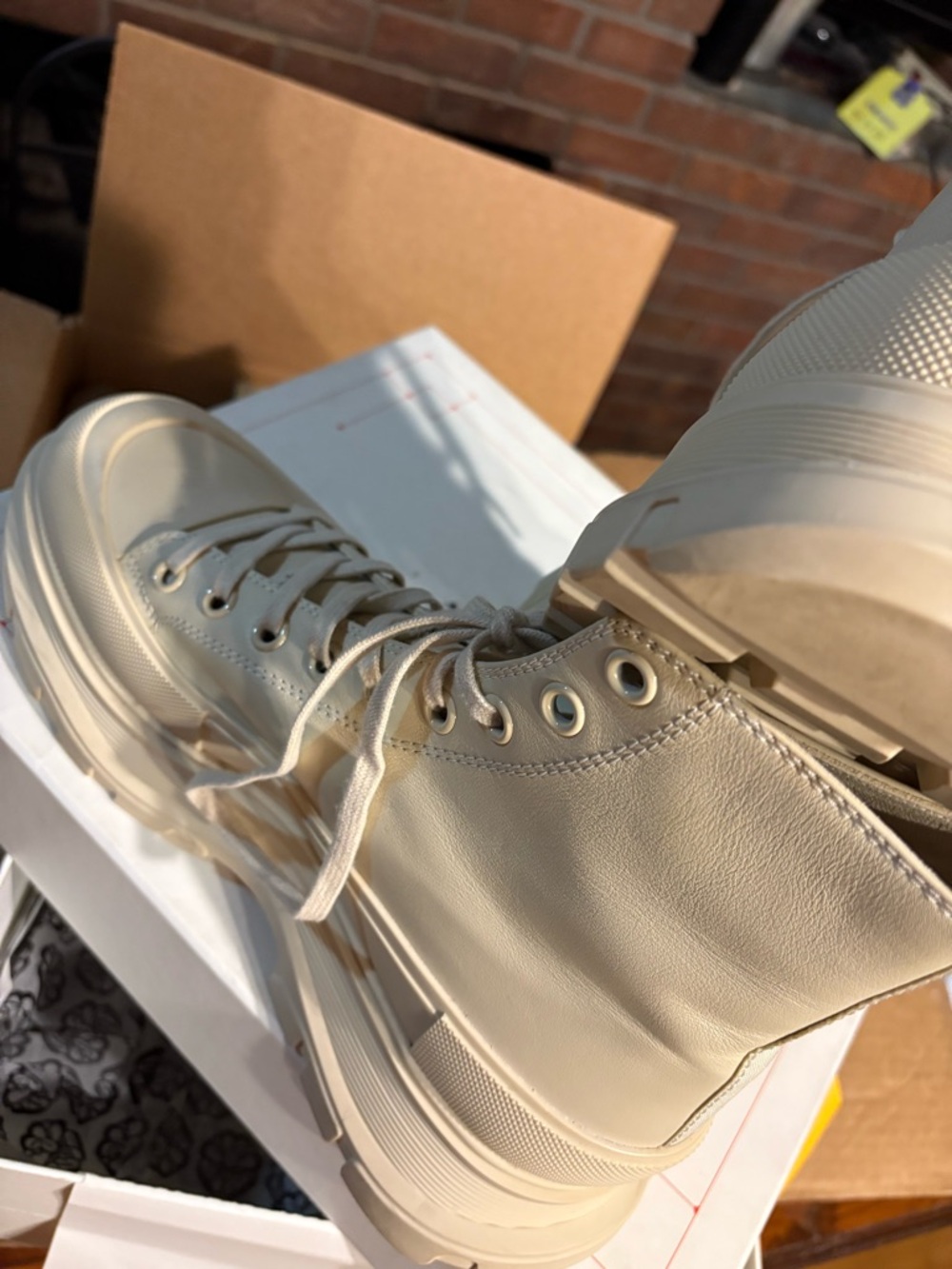 Alexander McQueen Cream High-Top Platform Boots Calfskin $1500 sold out in sz44 - Picture 5 of 7